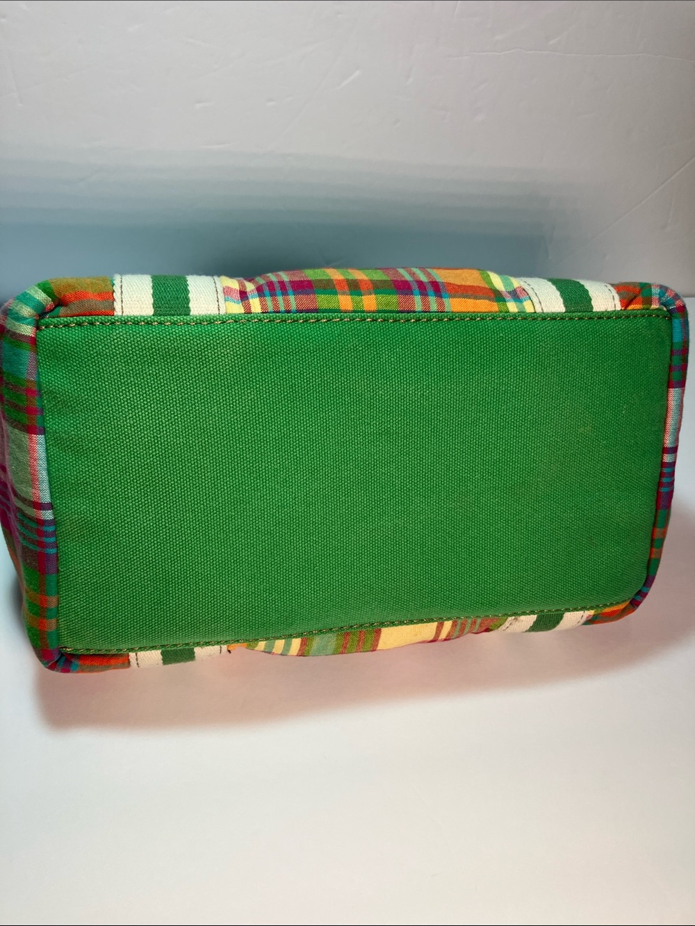 Tommy Hilfiger Madras Striped-Handle Plaid Small Canvas Tote - Picture 2 of 5